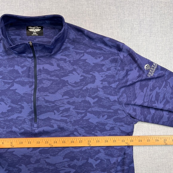 Straight Down Golf Blue Camo 1/4 Quarter Zip Pullover Men XXL Crystal Mountain - Picture 7 of 11